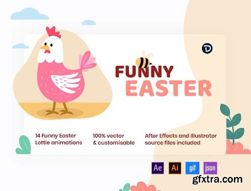 Funny Easter Animated illustrations Ui8.net