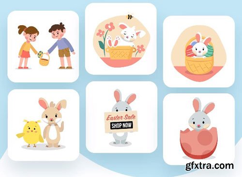 Funny Easter Animated illustrations Ui8.net