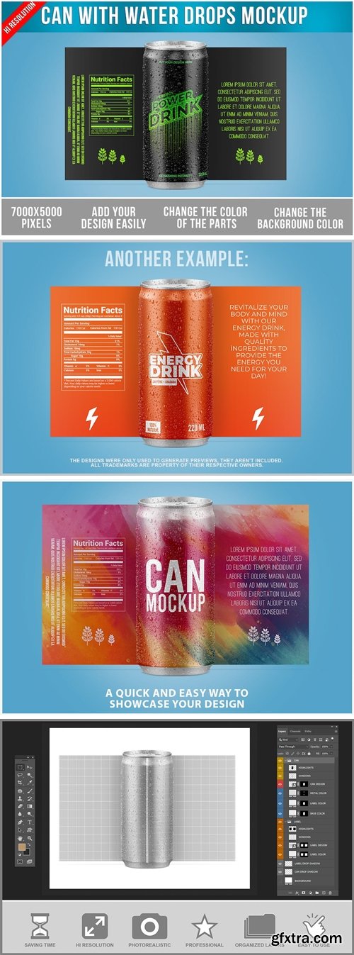 Can With Water Drops Mockup 220 ml Template YM7KXPN