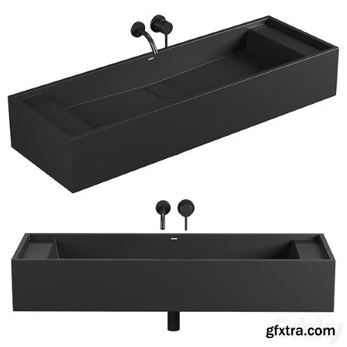 Marmo Charcoal Wall Hung Double Stone Basin