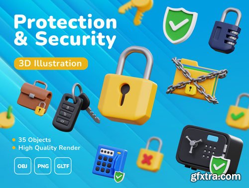 Protection & Security 3D Icon Set Ui8.net