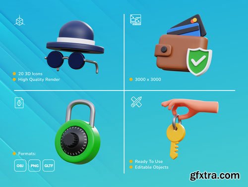 Protection & Security 3D Icon Set Ui8.net