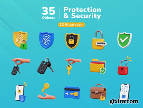 Protection & Security 3D Icon Set Ui8.net