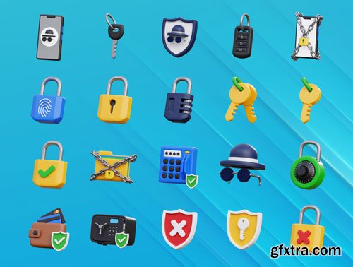 Protection & Security 3D Icon Set Ui8.net