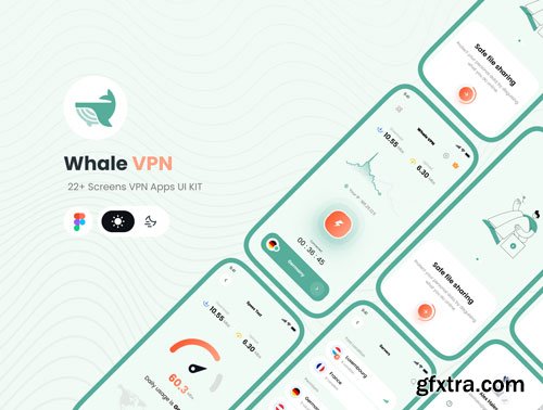 Whale VPN - VPN Mobile App UI KIT  Dark Mode  Ui8.net