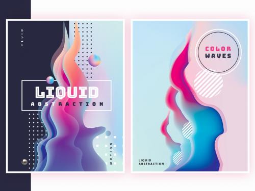 Liquid Abstract Poster Set 338599168