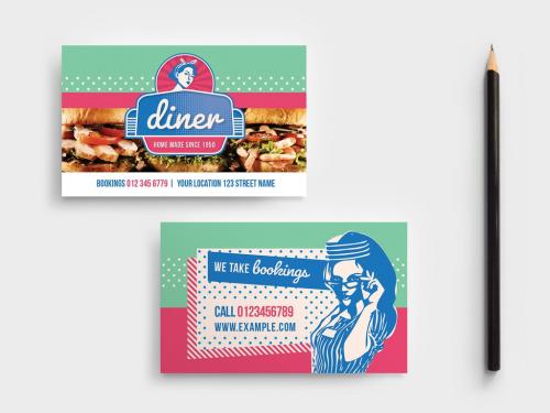 American Diner Themed Business Card Layout 338960455