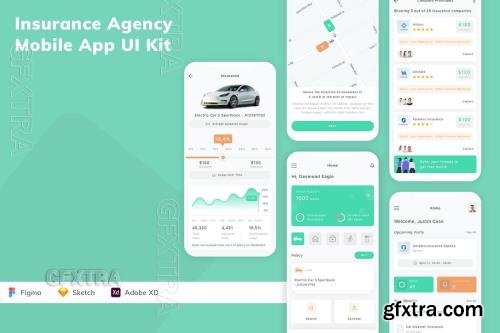 Insurance Agency Mobile App UI Kit P7946PF