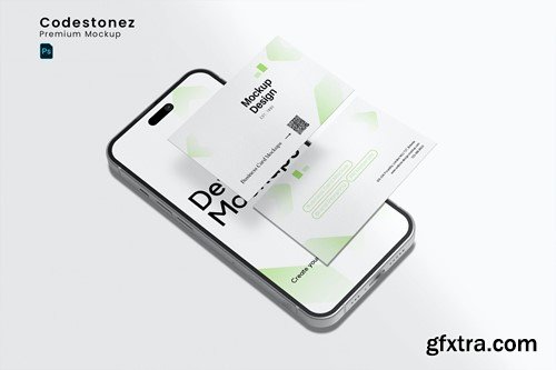 iPhone Mockup With Business Card Mockup PZAXV7N