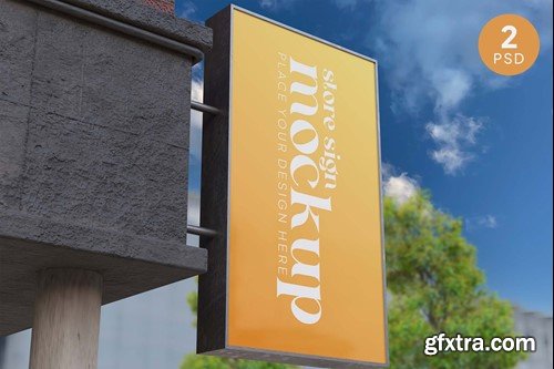 Vertical Store Sign Mockup 4G8JPF2