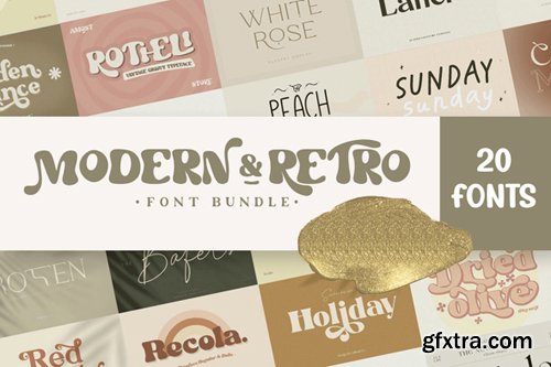 Modern and Retro Font Bundle - 20 Premium Fonts