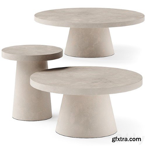 West Elm Two Tone Concrete Round Side Coffee Tables