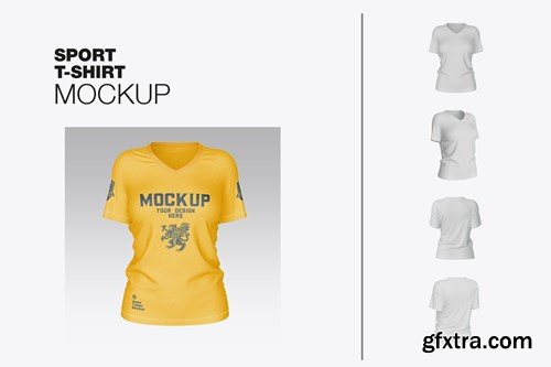 Women’s V-Neck T-Shirt Mockup JLALDBQ