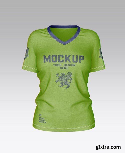 Women’s V-Neck T-Shirt Mockup JLALDBQ