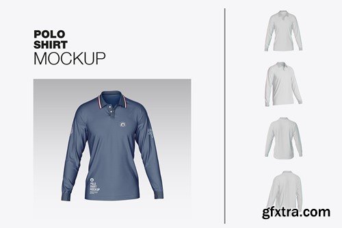 Long Sleeve Polo Shirt Mockup MP533KH