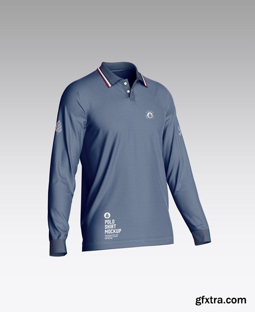 Long Sleeve Polo Shirt Mockup MP533KH