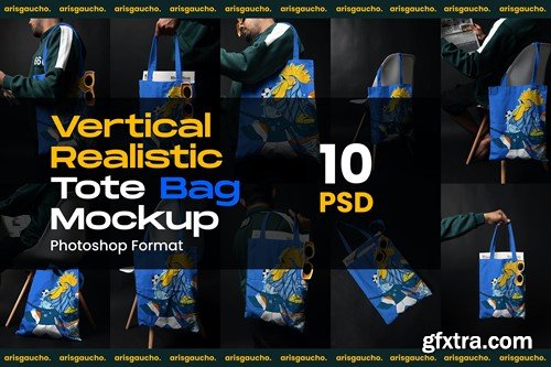 Vertical Realistic Tote Bag Mockup 4WWDTKR