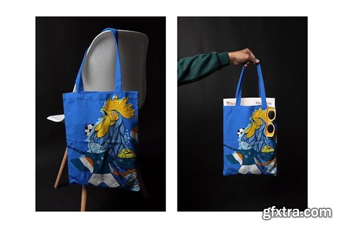 Vertical Realistic Tote Bag Mockup 4WWDTKR