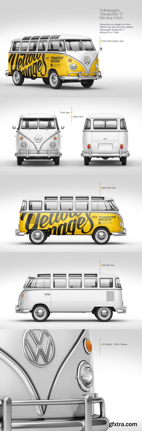 YellowImages - Volkswagen Transporter T1 Mockup 5-in-1 Pack - 16856