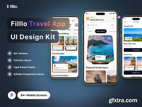 Filllo Travel App UI Design Kit Ui8.net