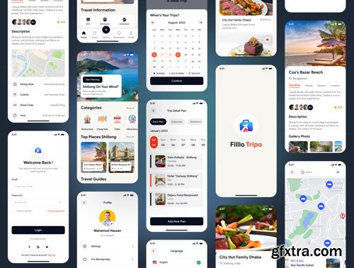 Filllo Travel App UI Design Kit Ui8.net