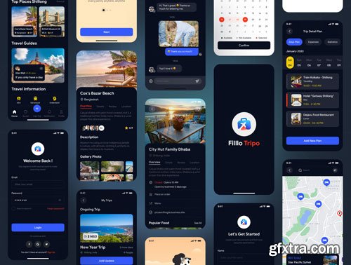 Filllo Travel App UI Design Kit Ui8.net