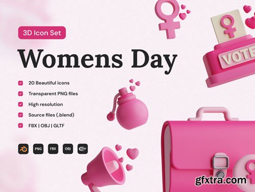 Women\'s Day 3D Icon Set Ui8.net