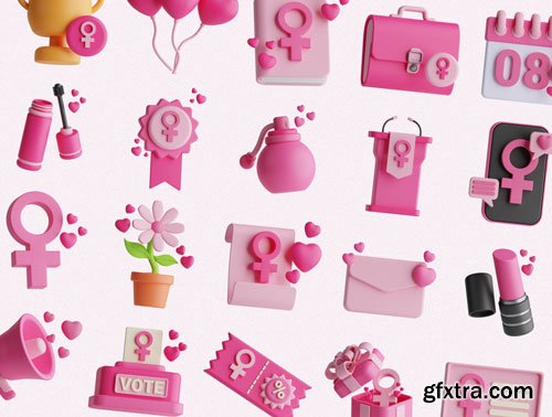 Women\'s Day 3D Icon Set Ui8.net