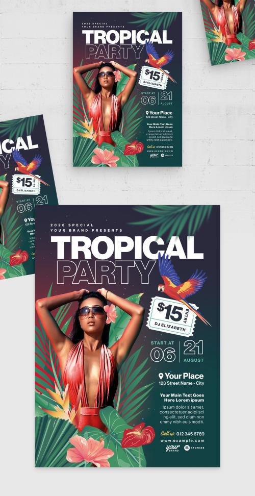 Tropical Party Flyer Template 587040203