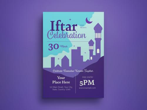 Blue Ramadan Iftar Flyer Layout 580581044