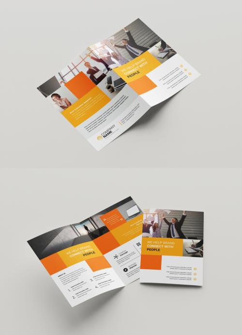 Bifold Brochure Layout with Orange Accents 575854639