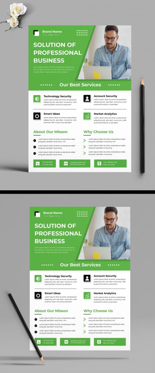 Business Flyer Green Color Design Template 570485724