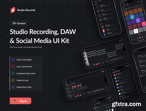 Studio Records DAW UI Kit Ui8.net