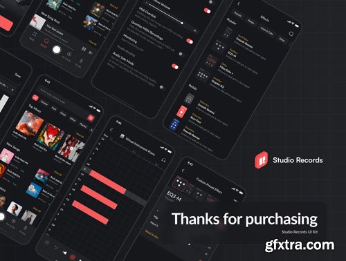 Studio Records DAW UI Kit Ui8.net