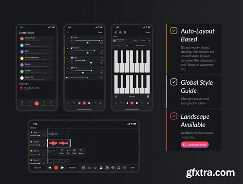 Studio Records DAW UI Kit Ui8.net