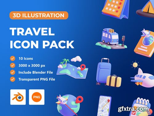 Travel 3D Icon Pack Ui8.net