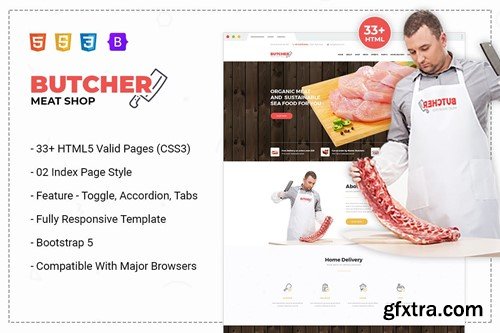 Butcher - Meat Shop eCommerce HTML Template JPC58T7