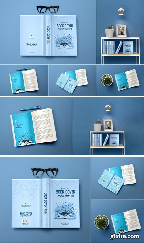 3d Photo Realistic Open Book Cover Mockup Psd 324KY34