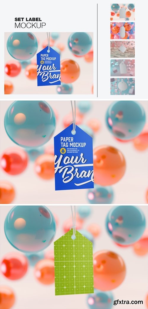 Set Paper Tags with Abstract Backgrounds Mockup LNBPWMX