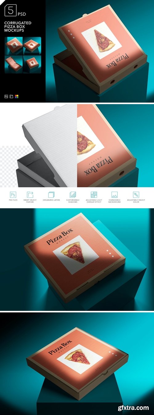 Corrugated Pizza Box Mockups BBW92TD