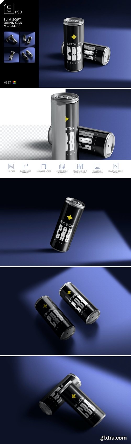 Slim Soft Drink Can Mockups REUGF8Z