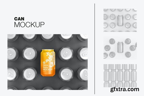 Pack Metallic Cans Mockup D6A9E2V