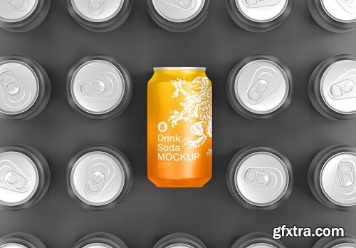 Pack Metallic Cans Mockup D6A9E2V