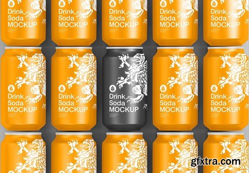 Pack Metallic Cans Mockup D6A9E2V