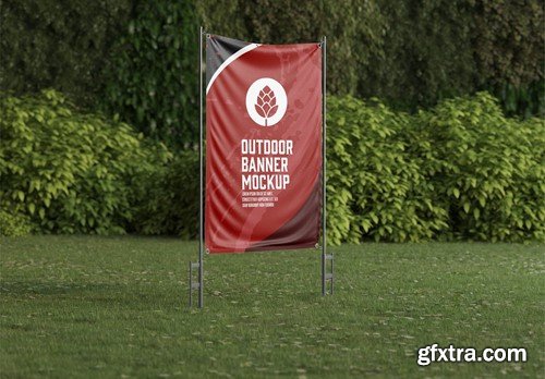 Vertical Pack Outdoor Banner Scene Mockup VLDM5NS