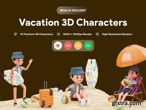 Vacation 3D Character Illustration Ui8.net