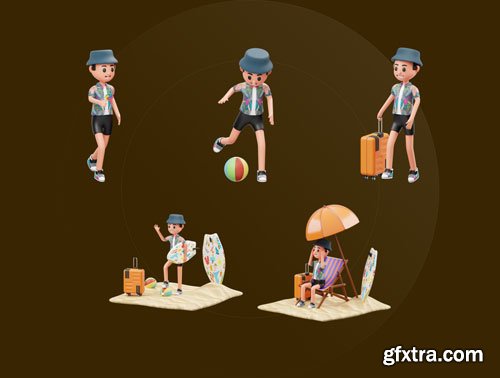 Vacation 3D Character Illustration Ui8.net