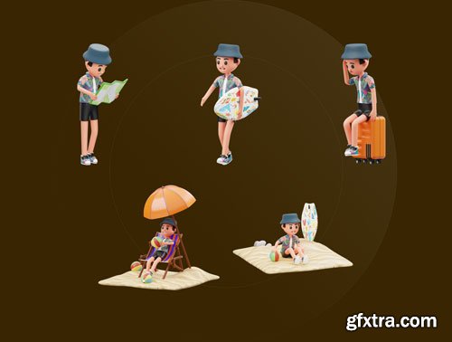 Vacation 3D Character Illustration Ui8.net