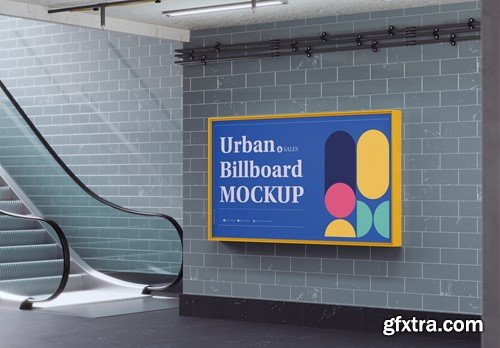 Subway Billboard Advertisement Scene Mockup QAALUPG