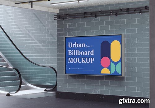 Subway Billboard Advertisement Scene Mockup QAALUPG